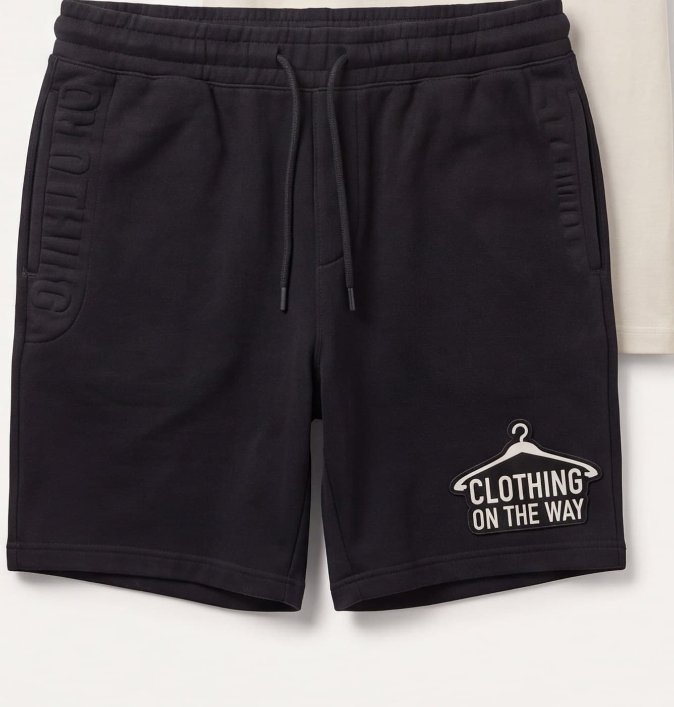 Embossed Fleece Shorts in Black
