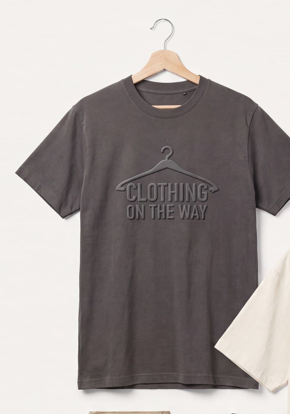 Embossed Hanger Tee in Washed Charcoal
